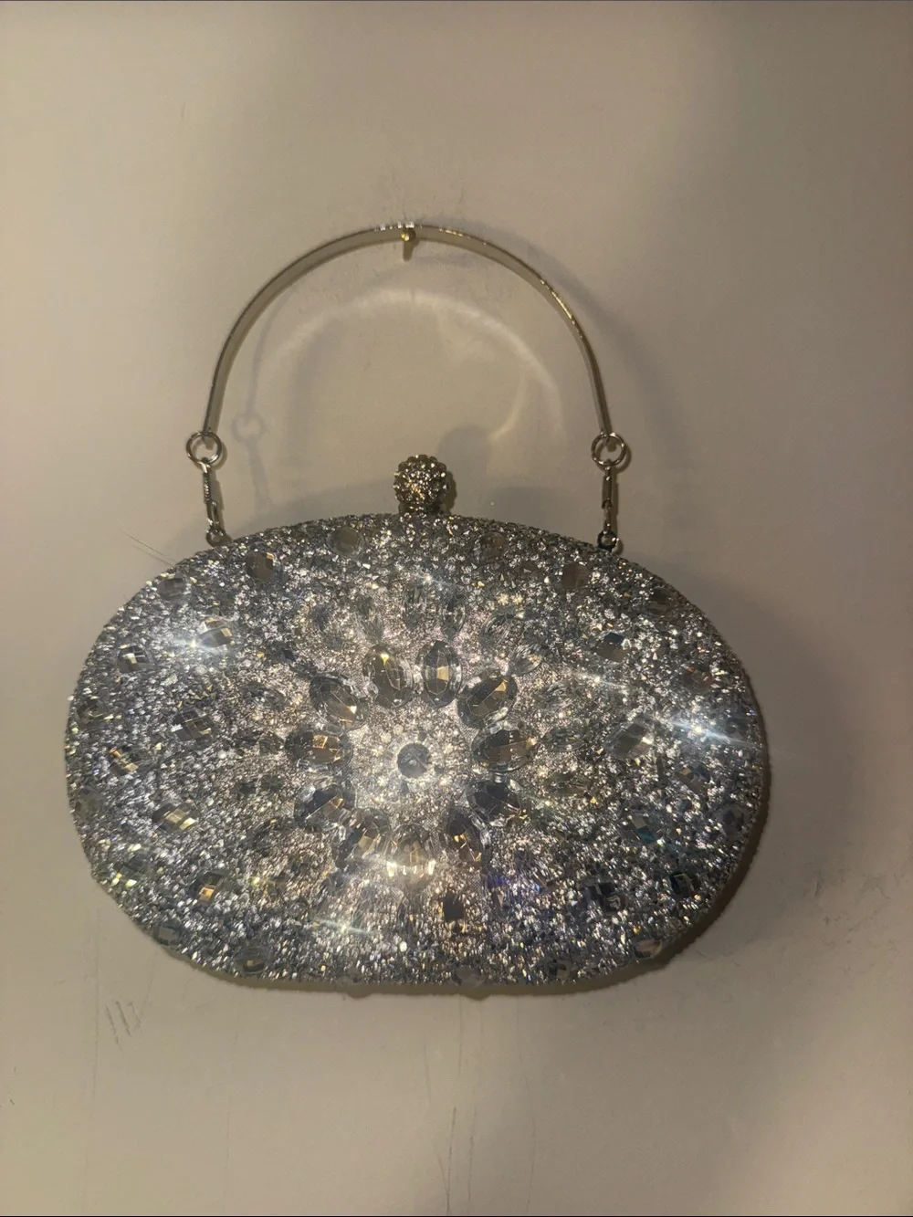 Source Unknown Silver Crystal Embellished Evening Clutch